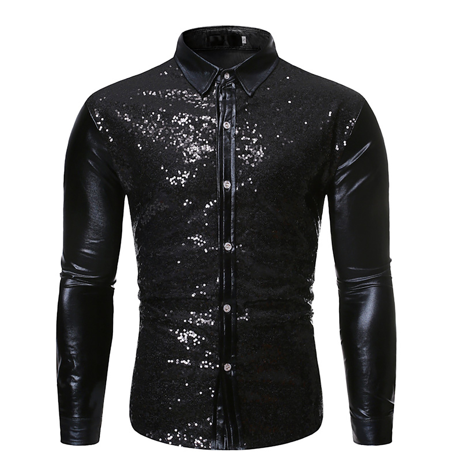 thumbnail image 5 of Camisa estampada de manga larga para hombre: blusa informal estampada, material de poliéster, tallas reales, S-XL, 5 of 8
